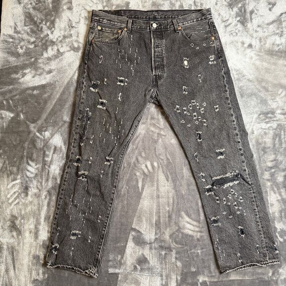Levi's 501 Men's Original Fit Jeans Black Straight Leg Denim Jeans Size 36x29 - Picture 1 of 7